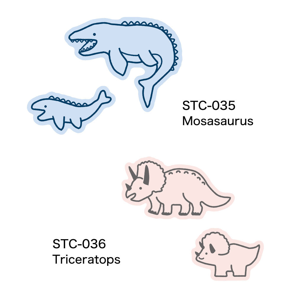DINOSAUR FAMILY 恐竜親子 ダイカットステッカー｜STICKER シール 可愛い おしゃれ  スマホケース パソコン スーツケース キャリーケース 車 ダイナソー 恐竜 ティラノ トリケラトプス｜MATOKA マトカ