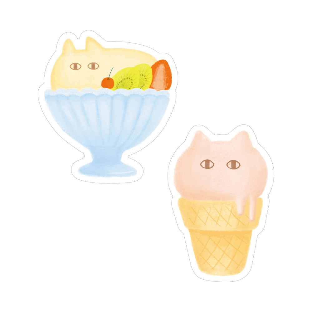 FUWANEKO ふわねこ ダイカットステッカー｜STICKER シール 可愛い おしゃれ  スマホケース パソコン スーツケース キャリーケース 車 ねこ 猫 スイーツ ラミネート｜MATOKA マトカ