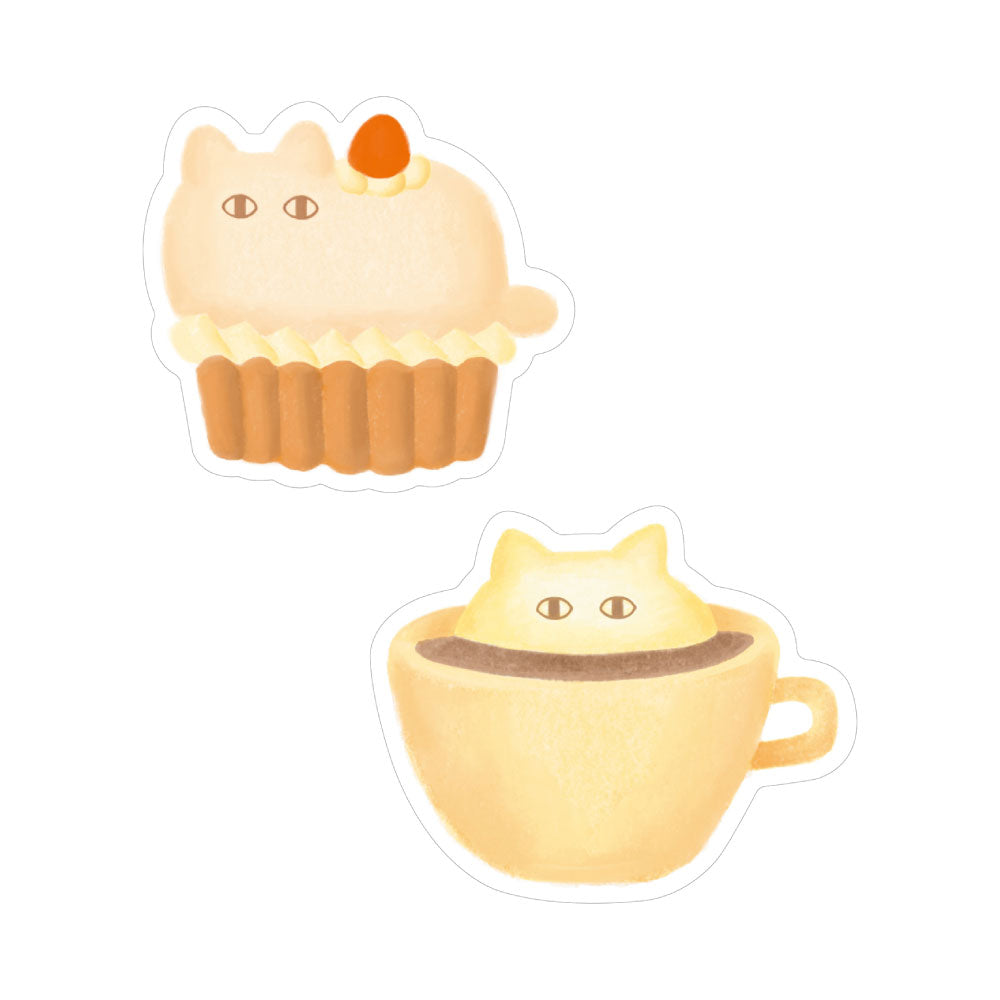 FUWANEKO ふわねこ ダイカットステッカー｜STICKER シール 可愛い おしゃれ  スマホケース パソコン スーツケース キャリーケース 車 ねこ 猫 スイーツ ラミネート｜MATOKA マトカ