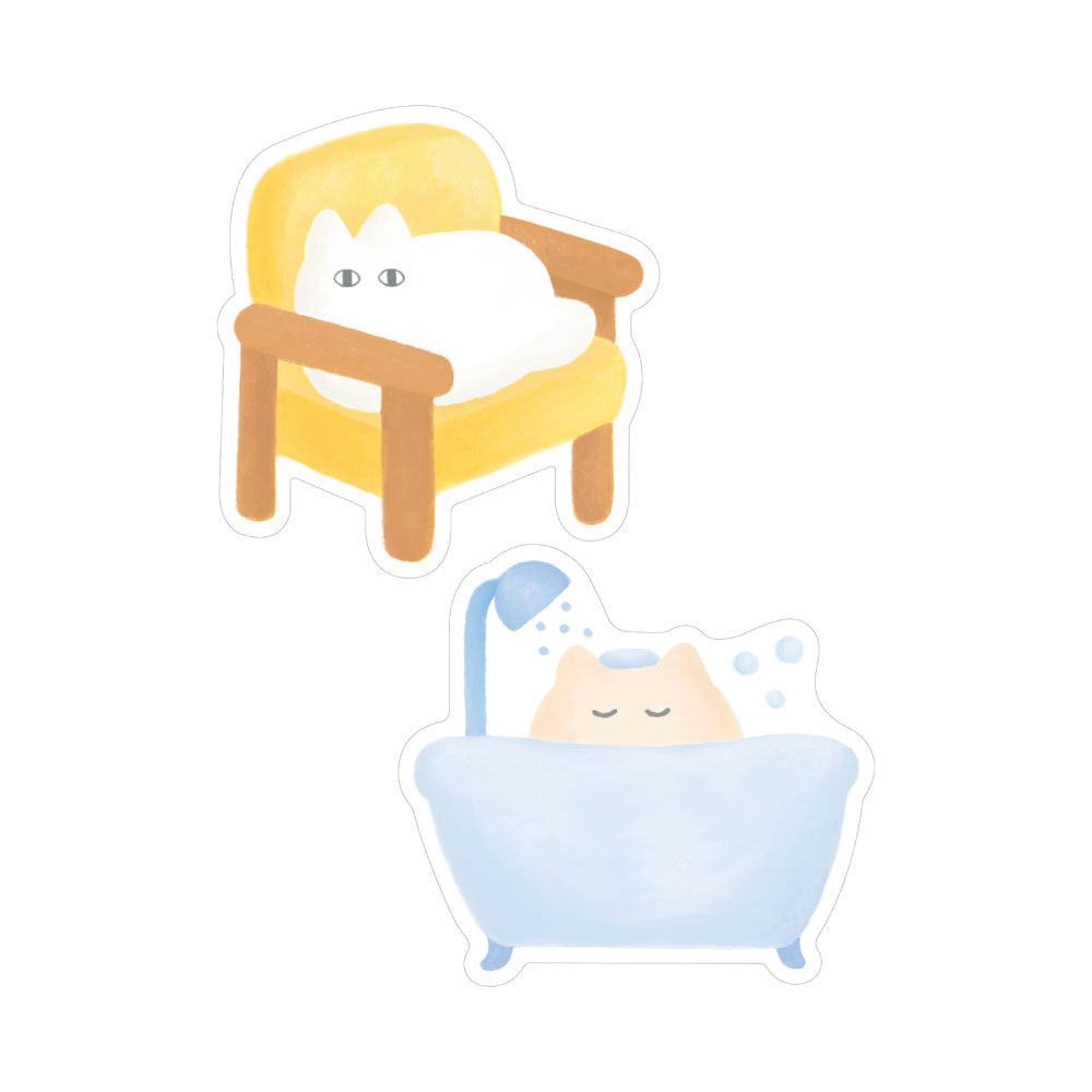 FUWANEKO ふわねこ ダイカットステッカー｜STICKER シール 可愛い おしゃれ  スマホケース パソコン スーツケース キャリーケース 車 ねこ 猫 スイーツ ラミネート｜MATOKA マトカ