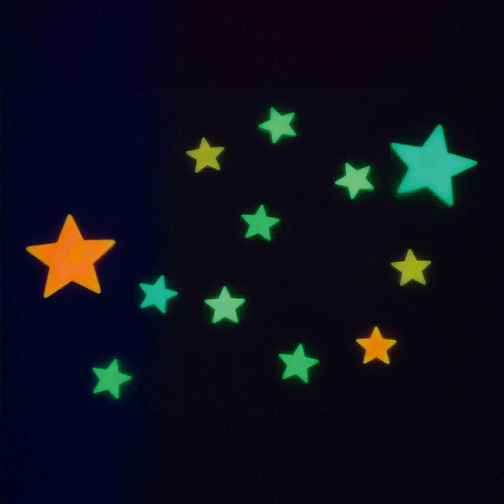 GLOW STARS 蓄光ステッカー スター｜STICKER シール 可愛い おしゃれ 子供 子供部屋 天井 壁 プラネタリウム 星 発光 光る ユニーク 飾り デコレーション デコ カラフル｜MATOKA マトカ