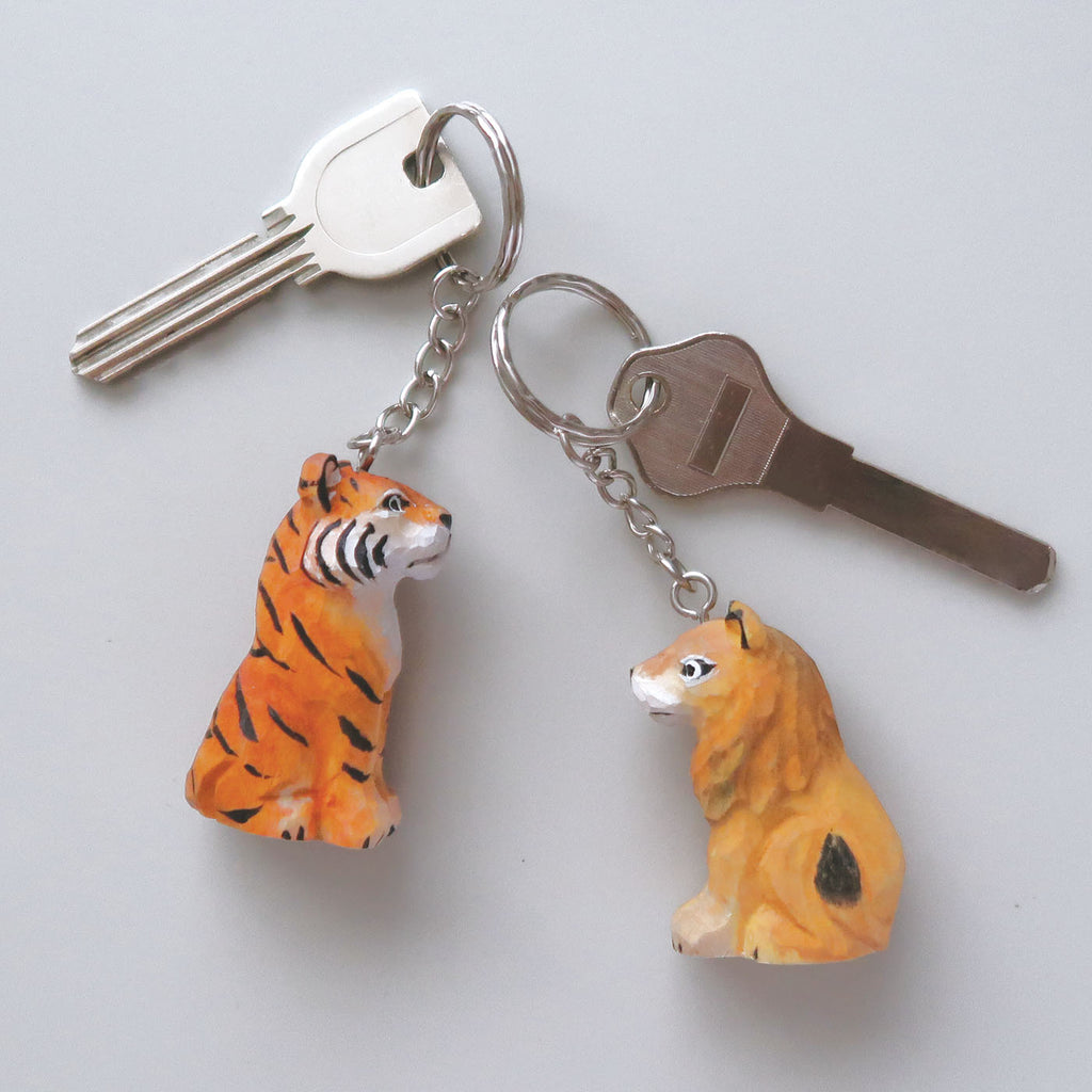 WOOD KEY RING ウッド キーリング｜鍵 キーホルダー アニマル 小物 動物 おしゃれ かわいい 木 木製 トラ ライオン 羊 シマウマ キリン 白クマ ペンギン シマエナガ 鳥 恐竜 アクセサリー キーチェーン｜MATOKA マトカ
