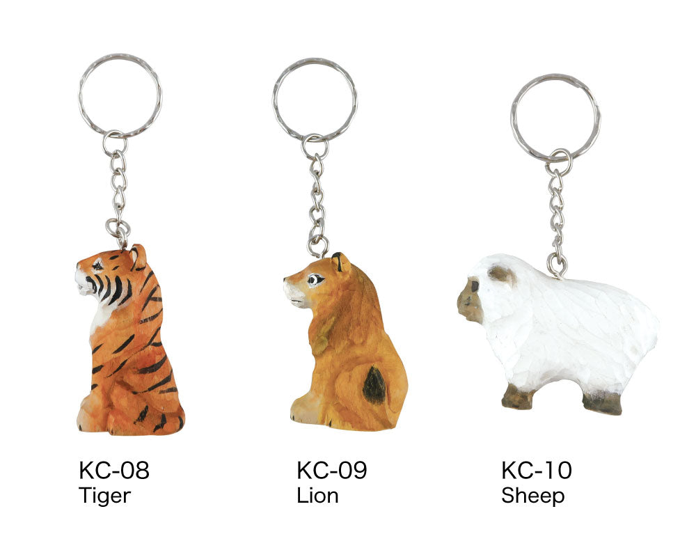 WOOD KEY RING ウッド キーリング｜鍵 キーホルダー アニマル 小物 動物 おしゃれ かわいい 木 木製 トラ ライオン 羊 シマウマ キリン 白クマ ペンギン シマエナガ 鳥 恐竜 アクセサリー キーチェーン｜MATOKA マトカ