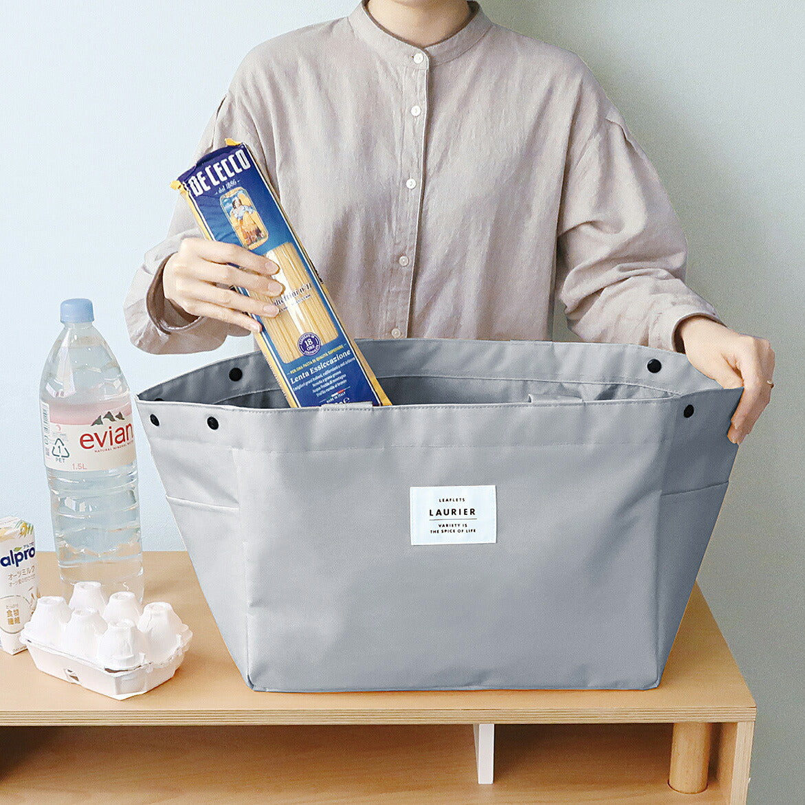 LAURIER ローリエ レジカゴ対応 保冷バッグ 保温バッグ ショッピングバッグ｜自立式 ピクニック お弁当 行楽 レジ袋 エコバッグ マイバッグ レジカゴ トート レジかご レジカゴバッグ マチ広 折りたたみ たためる 大容量 自立 ストライプ