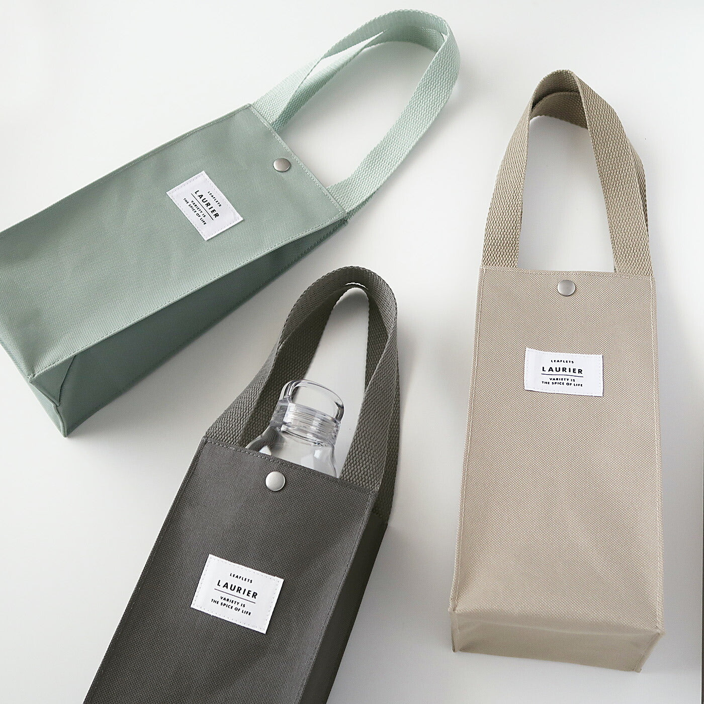 LAURIER ローリエ ボトルバッグ｜BOTTLE BAG コンパクト シンプル ピクニック 行楽 保冷バッグ マイバッグ くすみカラー 無地 大人 通勤 通学 ドリンクボトル タンブラー 牛乳パック ｜LEAFLETS