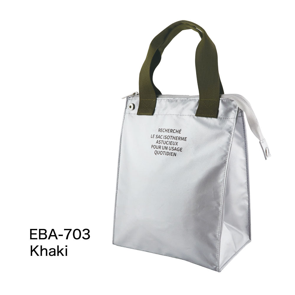 RECHERCHE ルシェルシェ 保冷ランチトート（M）｜LUNCH COOLER BAG ランチバッグ コンパクト シンプル お弁当袋 ピクニック 行楽 保冷バッグ 保温 マイバッグ 大人 通勤 通学 シルバー｜LEAFLETS