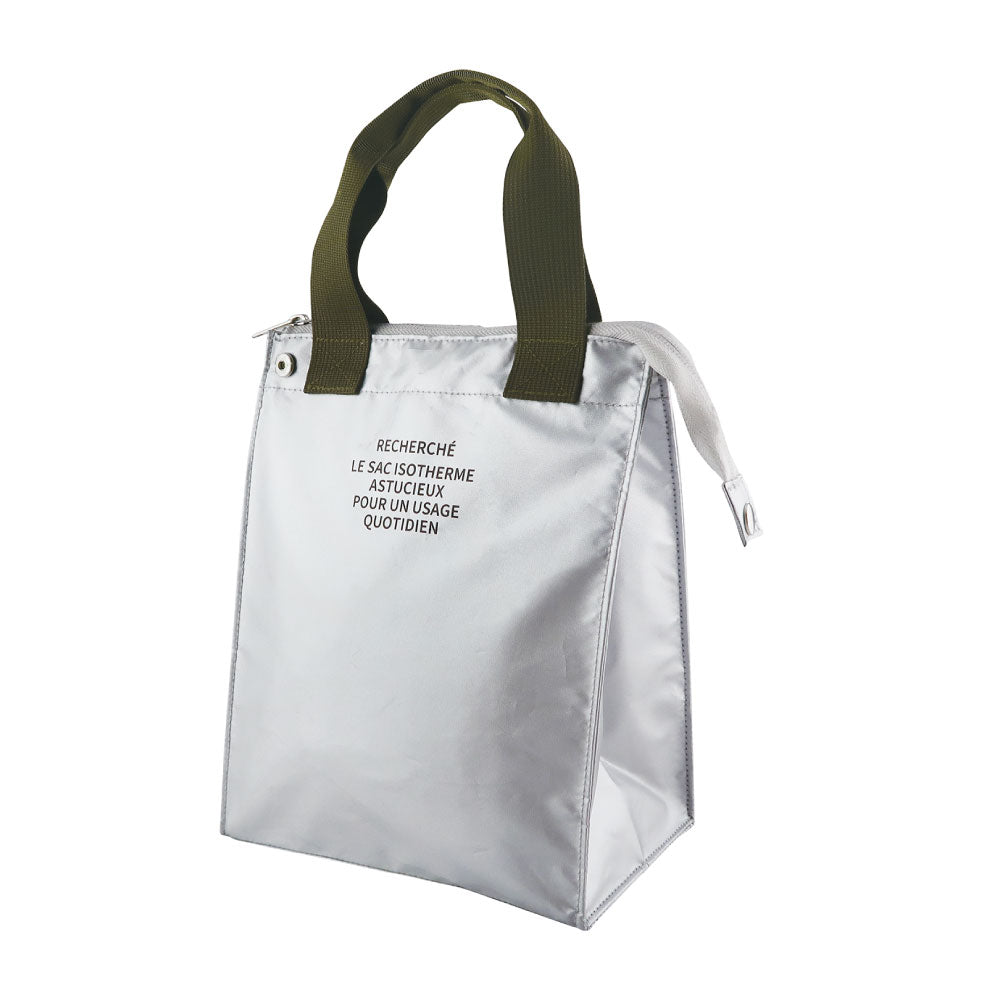 RECHERCHE ルシェルシェ 保冷ランチトート（M）｜LUNCH COOLER BAG ランチバッグ コンパクト シンプル お弁当袋 ピクニック 行楽 保冷バッグ 保温 マイバッグ 大人 通勤 通学 シルバー｜LEAFLETS