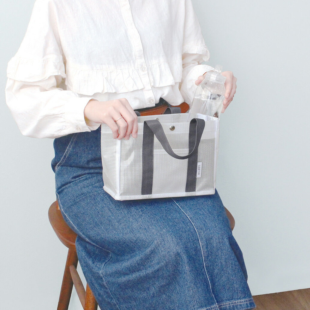 SORTIR ソルティール ビニールメッシュミニトート｜VINYL MESH TOTE BAG シンプル ピクニック 行楽 マイバッグ 大人 プール 夏 サウナ ジム 運動 レジャー バッグ 散歩 スパバッグ 小さめ マザーズバッグ｜LEAFLETS