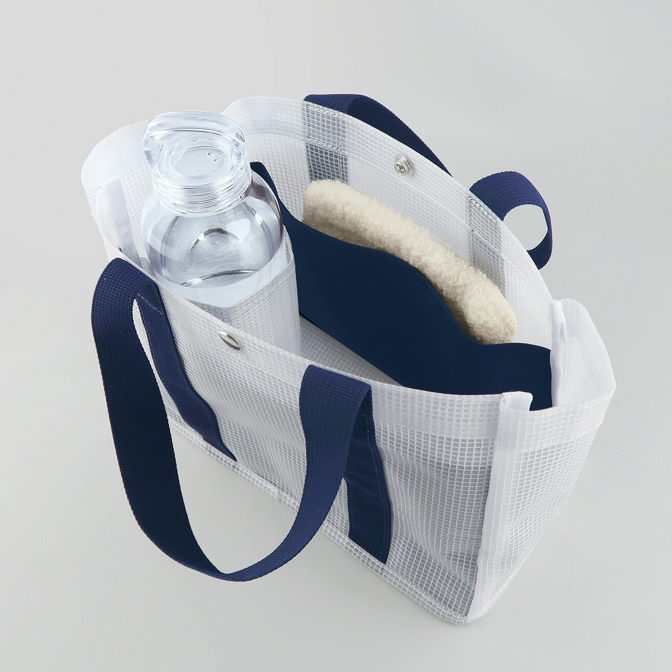 SORTIR ソルティール ビニールメッシュミニトート｜VINYL MESH TOTE BAG シンプル ピクニック 行楽 マイバッグ 大人 プール 夏 サウナ ジム 運動 レジャー バッグ 散歩 スパバッグ 小さめ マザーズバッグ｜LEAFLETS