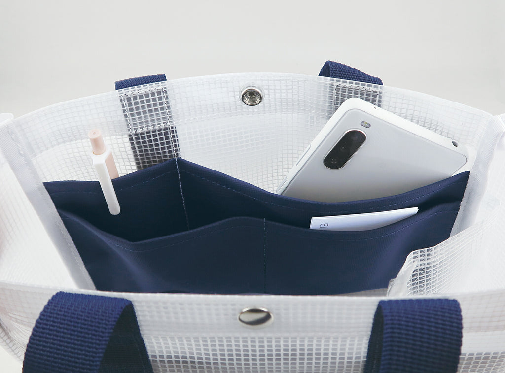 SORTIR ソルティール ビニールメッシュミニトート｜VINYL MESH TOTE BAG シンプル ピクニック 行楽 マイバッグ 大人 プール 夏 サウナ ジム 運動 レジャー バッグ 散歩 スパバッグ 小さめ マザーズバッグ｜LEAFLETS