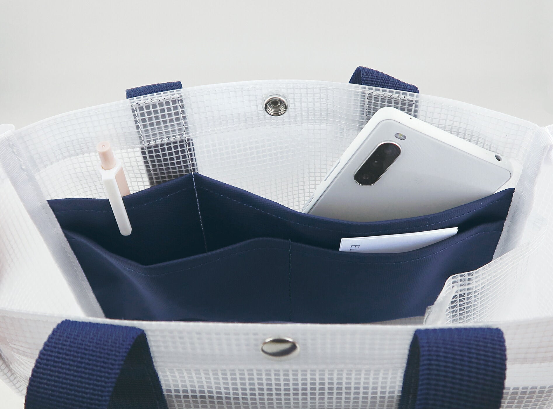 SORTIR ソルティール ビニールメッシュミニトート｜VINYL MESH TOTE BAG シンプル ピクニック 行楽 マイバッグ 大人 プール 夏 サウナ ジム 運動 レジャー バッグ 散歩 スパバッグ 小さめ マザーズバッグ｜LEAFLETS
