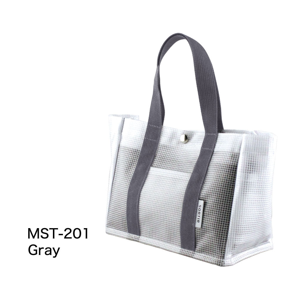 SORTIR ソルティール ビニールメッシュミニトート｜VINYL MESH TOTE BAG シンプル ピクニック 行楽 マイバッグ 大人 プール 夏 サウナ ジム 運動 レジャー バッグ 散歩 スパバッグ 小さめ マザーズバッグ｜LEAFLETS