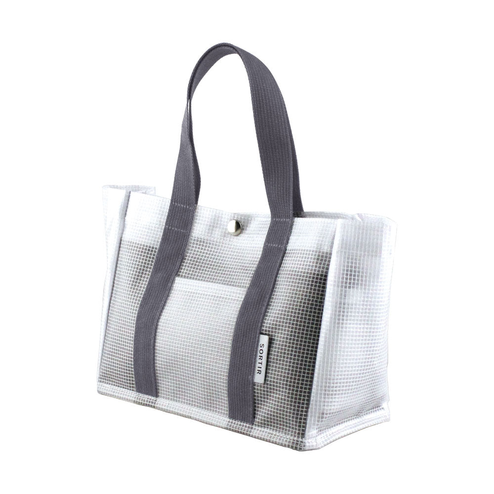 SORTIR ソルティール ビニールメッシュミニトート｜VINYL MESH TOTE BAG シンプル ピクニック 行楽 マイバッグ 大人 プール 夏 サウナ ジム 運動 レジャー バッグ 散歩 スパバッグ 小さめ マザーズバッグ｜LEAFLETS