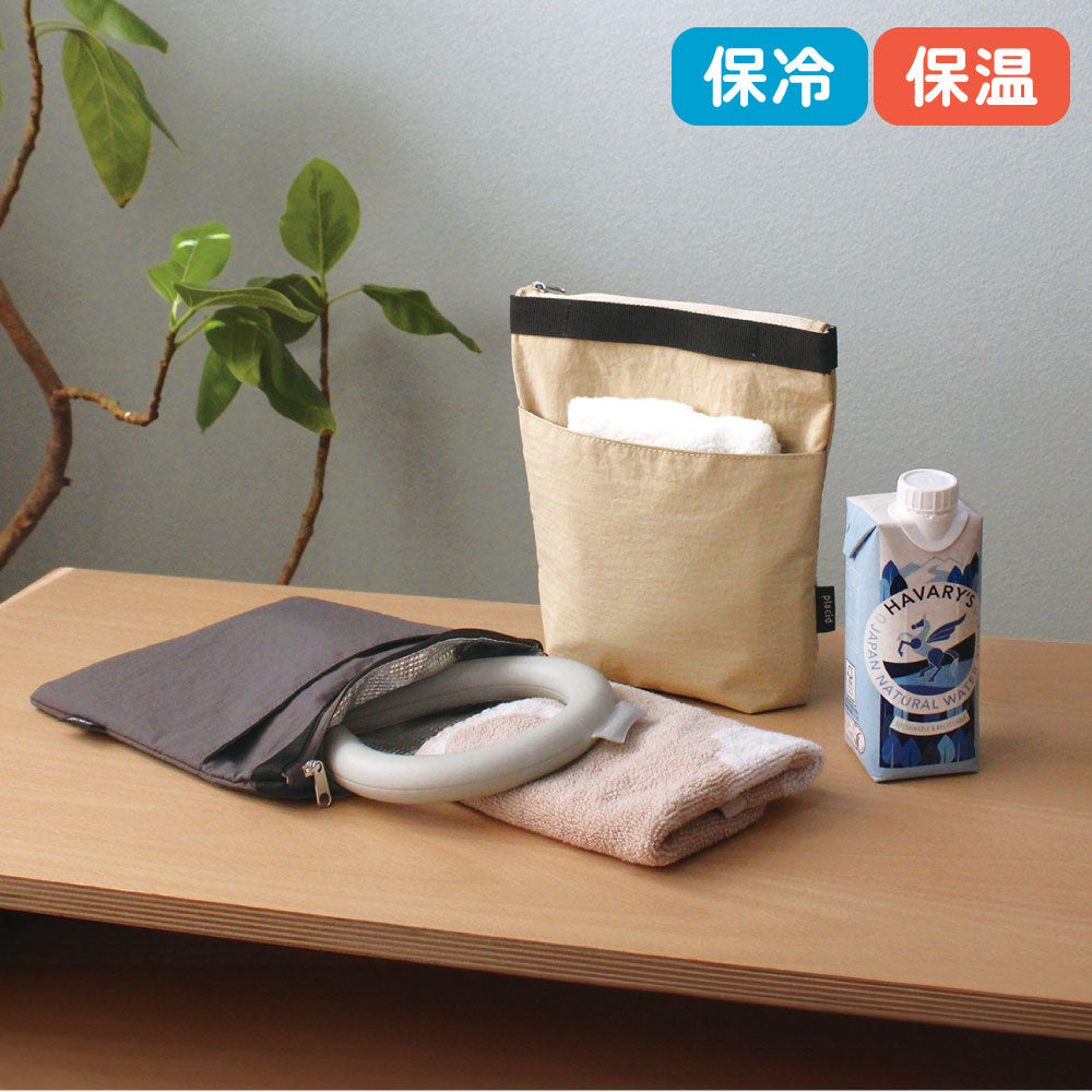 PLACID プラシド 保冷ポーチ｜COOLER POUCH コンパクト シンプル お弁当袋 ピクニック 行楽 保冷バッグ 保冷 保温 お菓子 おやつ 子供 大人 バッグインバッグ 散歩 ポーチ ケース｜LEAFLETS