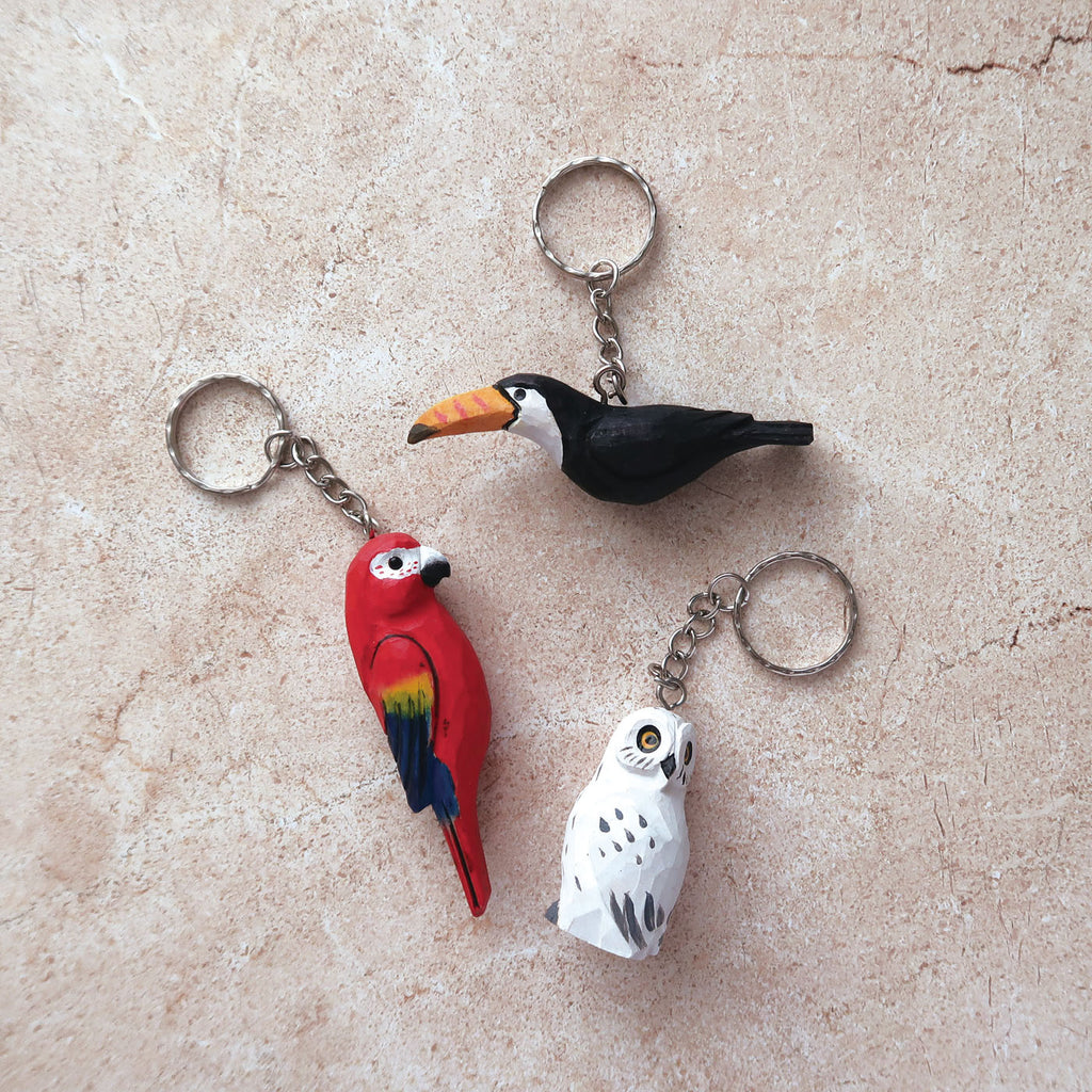 WOOD KEY RING ウッド キーリング｜鍵 キーホルダー アニマル 小物 動物 おしゃれ かわいい 木 木製 トラ ライオン 羊 シマウマ キリン 白クマ ペンギン シマエナガ 鳥 恐竜 アクセサリー キーチェーン｜MATOKA マトカ