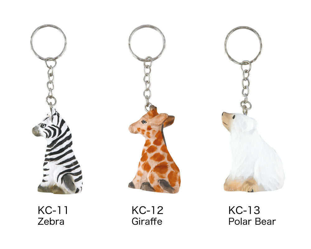 WOOD KEY RING ウッド キーリング｜鍵 キーホルダー アニマル 小物 動物 おしゃれ かわいい 木 木製 トラ ライオン 羊 シマウマ キリン 白クマ ペンギン シマエナガ 鳥 恐竜 アクセサリー キーチェーン｜MATOKA マトカ