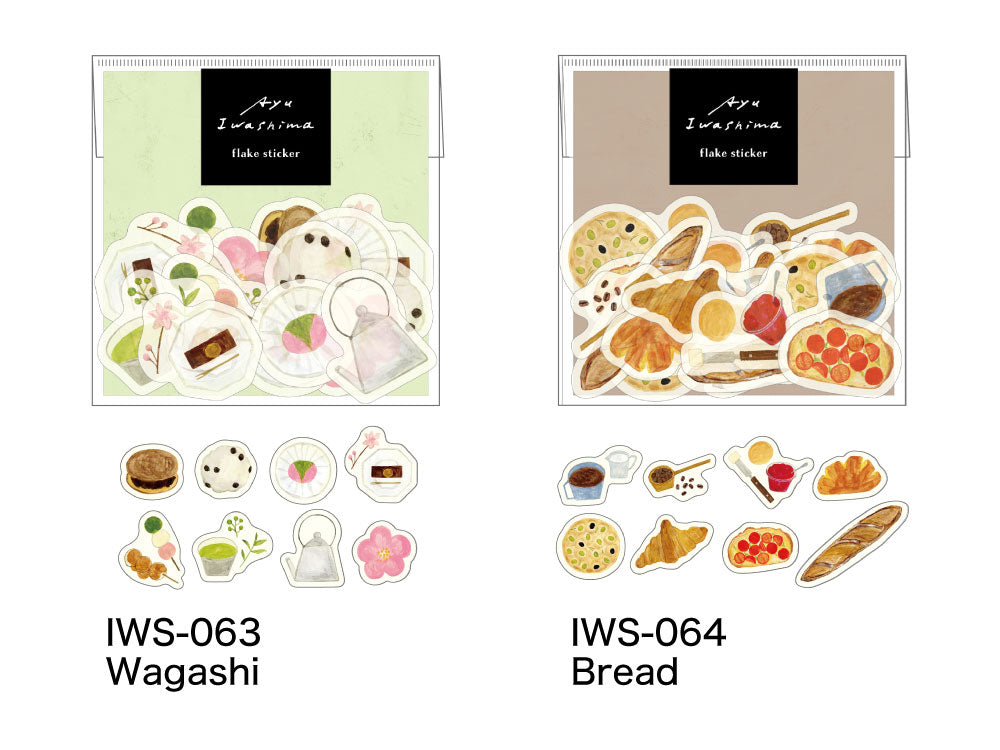 いわしまあゆ フレークシール｜おしゃれ かわいい スイーツ パン デザート イラスト アート 作家 和紙 和菓子 お菓子 ケーキ いちご ステッカー シール デコレーション ノート 手帳｜MATOKA マトカ