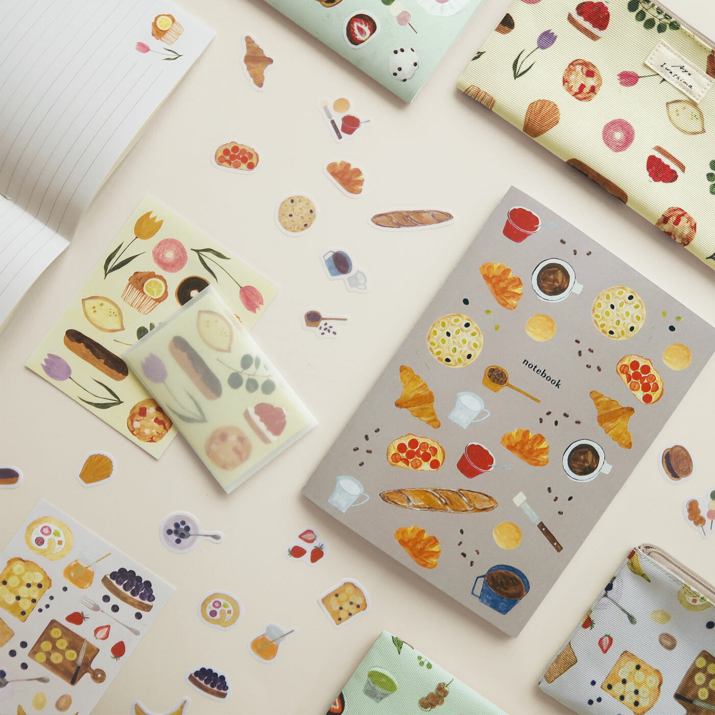 いわしまあゆ ミニレターセット｜MINI LETTER SET おしゃれ かわいい スイーツ パン デザート イラスト アート 作家 和菓子 お菓子 ケーキ いちご レター 手紙 便箋 ミニサイズ トレーシングペーパー｜MATOKA マトカ