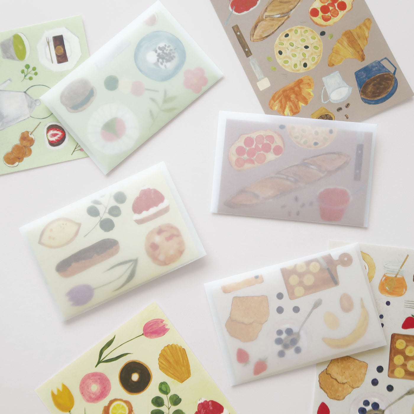 いわしまあゆ ミニレターセット｜MINI LETTER SET おしゃれ かわいい スイーツ パン デザート イラスト アート 作家 和菓子 お菓子 ケーキ いちご レター 手紙 便箋 ミニサイズ トレーシングペーパー｜MATOKA マトカ