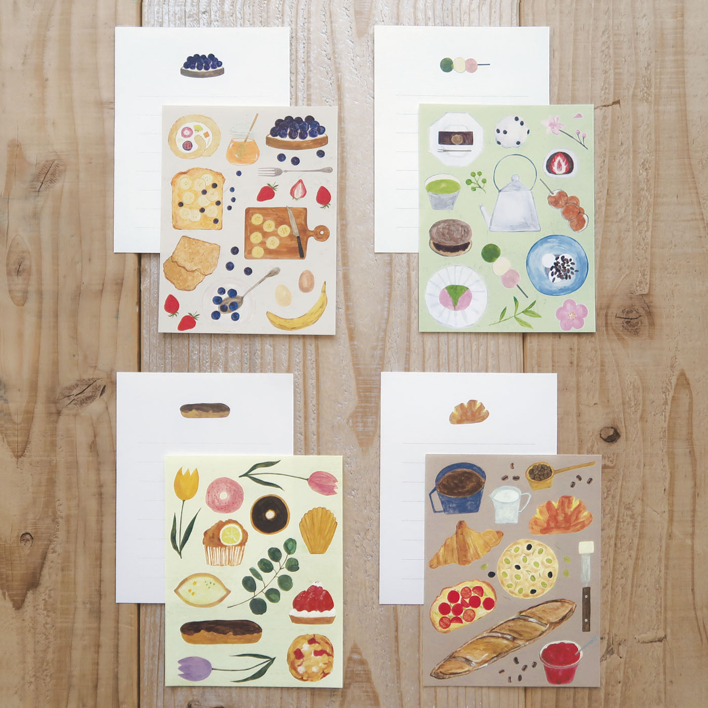 いわしまあゆ ミニレターセット｜MINI LETTER SET おしゃれ かわいい スイーツ パン デザート イラスト アート 作家 和菓子 お菓子 ケーキ いちご レター 手紙 便箋 ミニサイズ トレーシングペーパー｜MATOKA マトカ