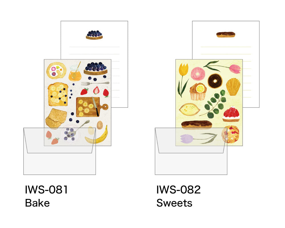 いわしまあゆ ミニレターセット｜MINI LETTER SET おしゃれ かわいい スイーツ パン デザート イラスト アート 作家 和菓子 お菓子 ケーキ いちご レター 手紙 便箋 ミニサイズ トレーシングペーパー｜MATOKA マトカ