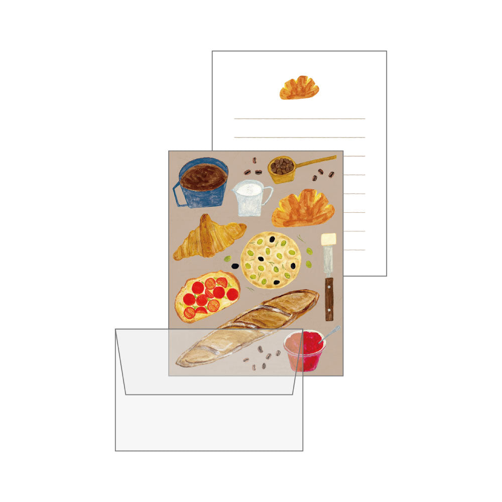 いわしまあゆ ミニレターセット｜MINI LETTER SET おしゃれ かわいい スイーツ パン デザート イラスト アート 作家 和菓子 お菓子 ケーキ いちご レター 手紙 便箋 ミニサイズ トレーシングペーパー｜MATOKA マトカ