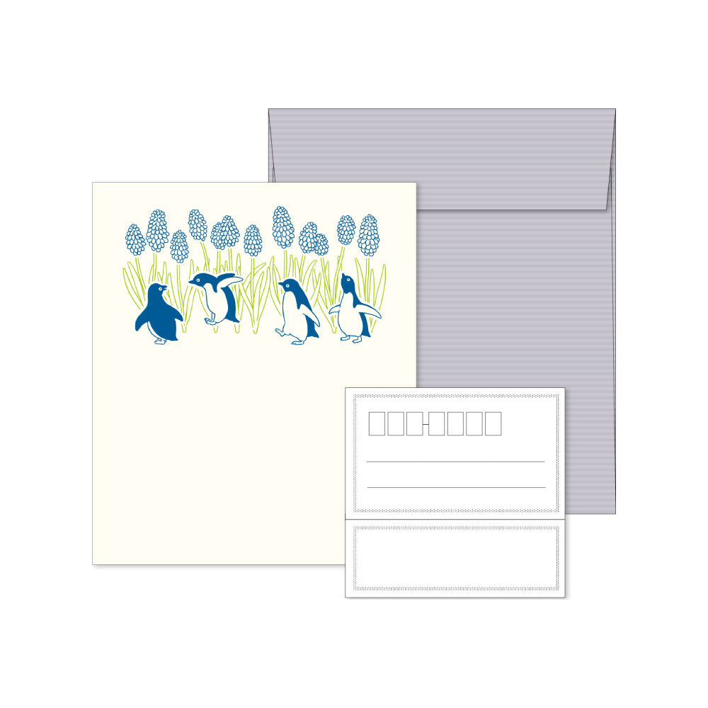 PETIT ET GRAND プティ・エ・グラン レターセット｜LETTER SET おしゃれ かわいい レター 手紙 便箋 定型内 活版印刷 アニマル 動物 ギフト お祝い 誕生日 フラワー 花｜MATOKA マトカ