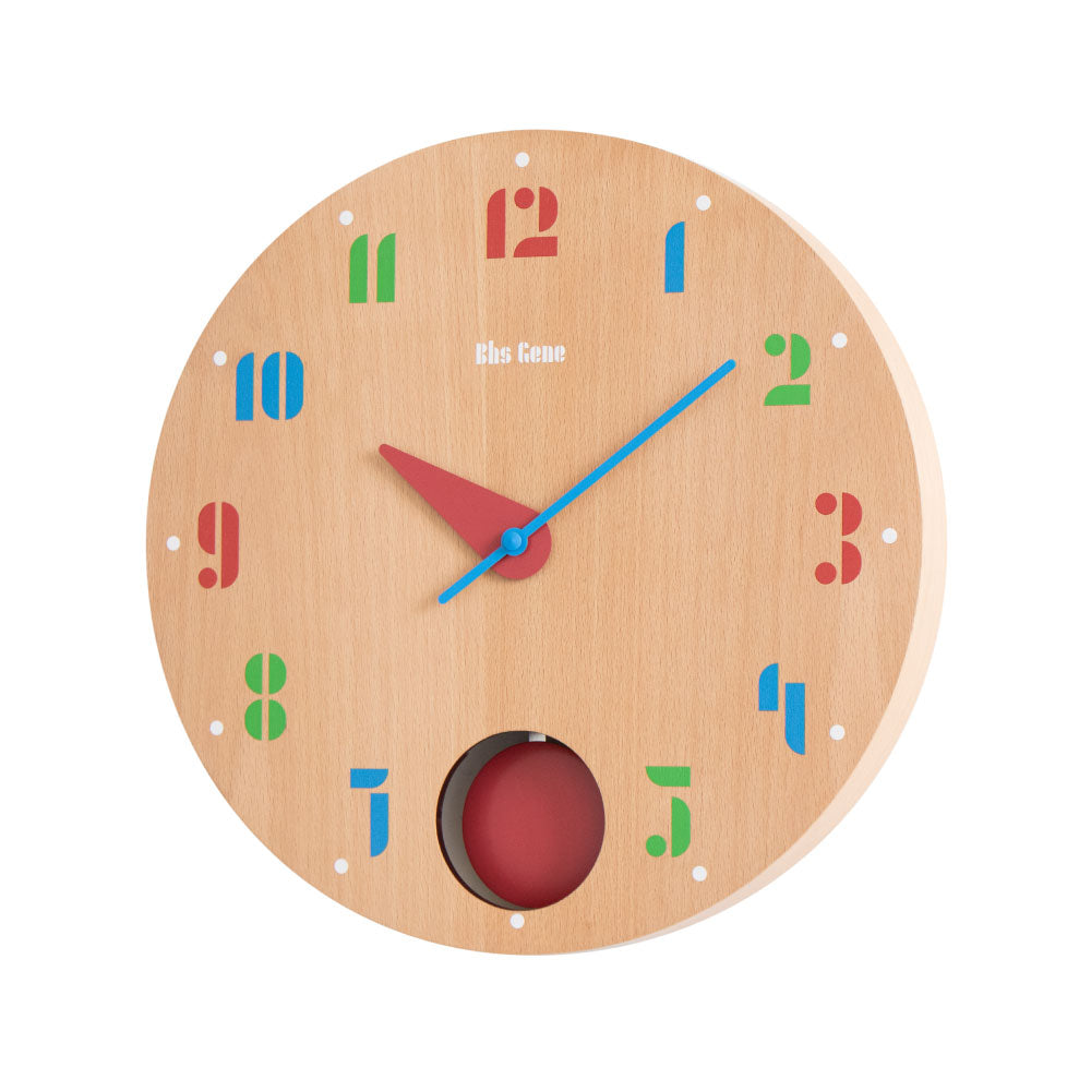 Joschmi Pendulum ウォールクロック｜壁掛け時計 インテリア デザイン おしゃれ バウハウス フォント 時計 ヘルベルト バイヤー 子供部屋 子供 お祝い 引越し 振り子 カラフル 積み木 BAUHAUS