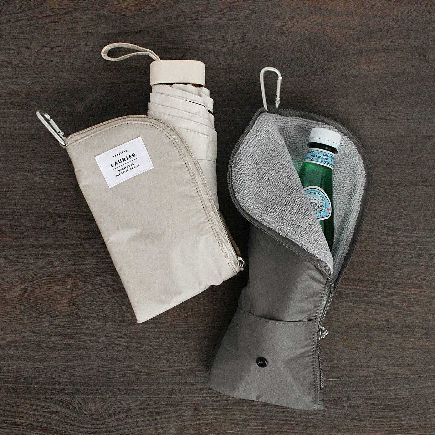 LAURIER ローリエ アンブレラポーチ｜UMBRELLA POUCH コンパクト シンプル ケース くすみカラー 無地 大人 通勤 通学 傘 雨 雨具 梅雨 日傘 便利 カラビナ折りたたみ傘 ボトルホルダー ｜LEAFLETS