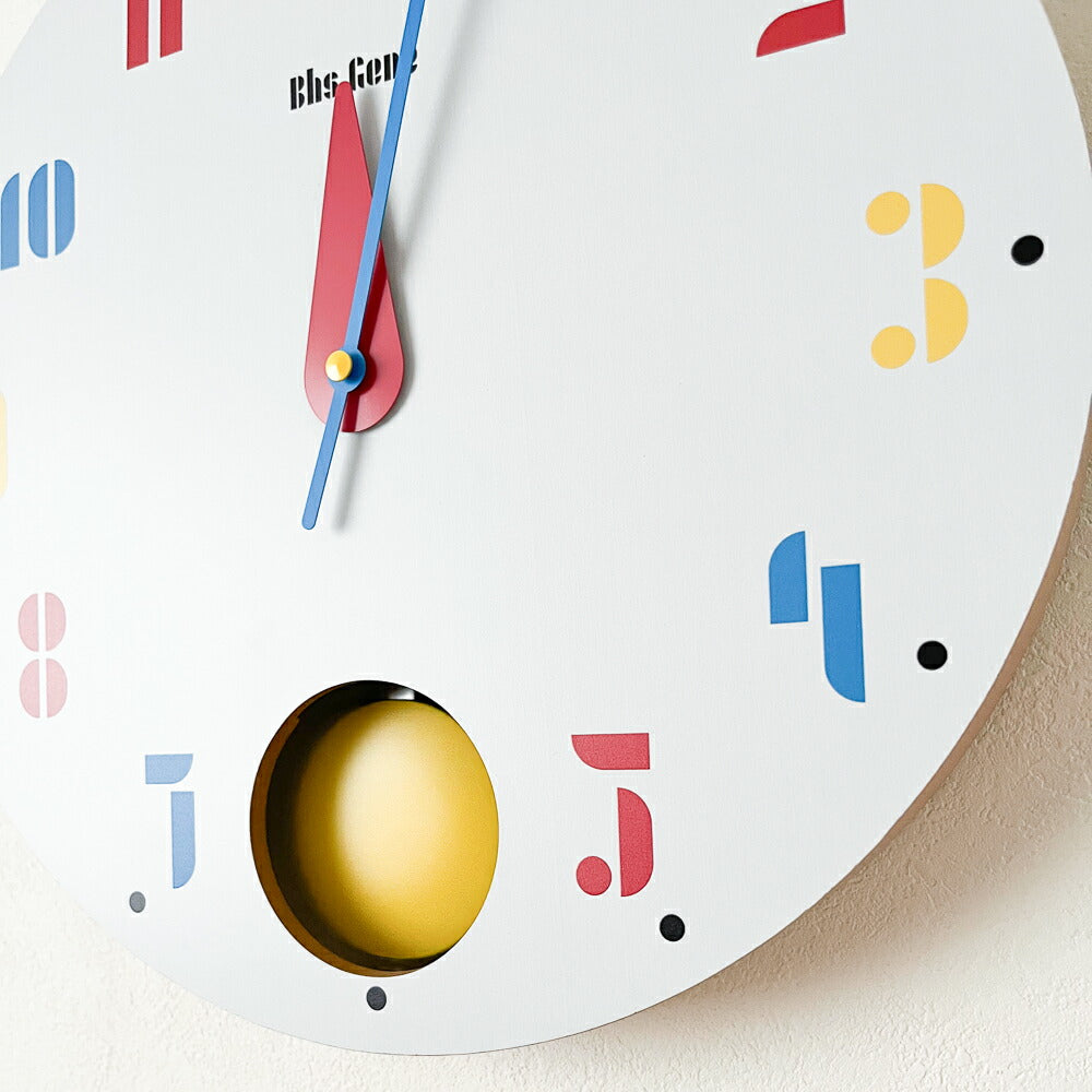 Joschmi Pendulum ウォールクロック｜壁掛け時計 インテリア デザイン おしゃれ バウハウス フォント 時計 ヘルベルト バイヤー 子供部屋 子供 お祝い 引越し 振り子 カラフル 積み木 BAUHAUS