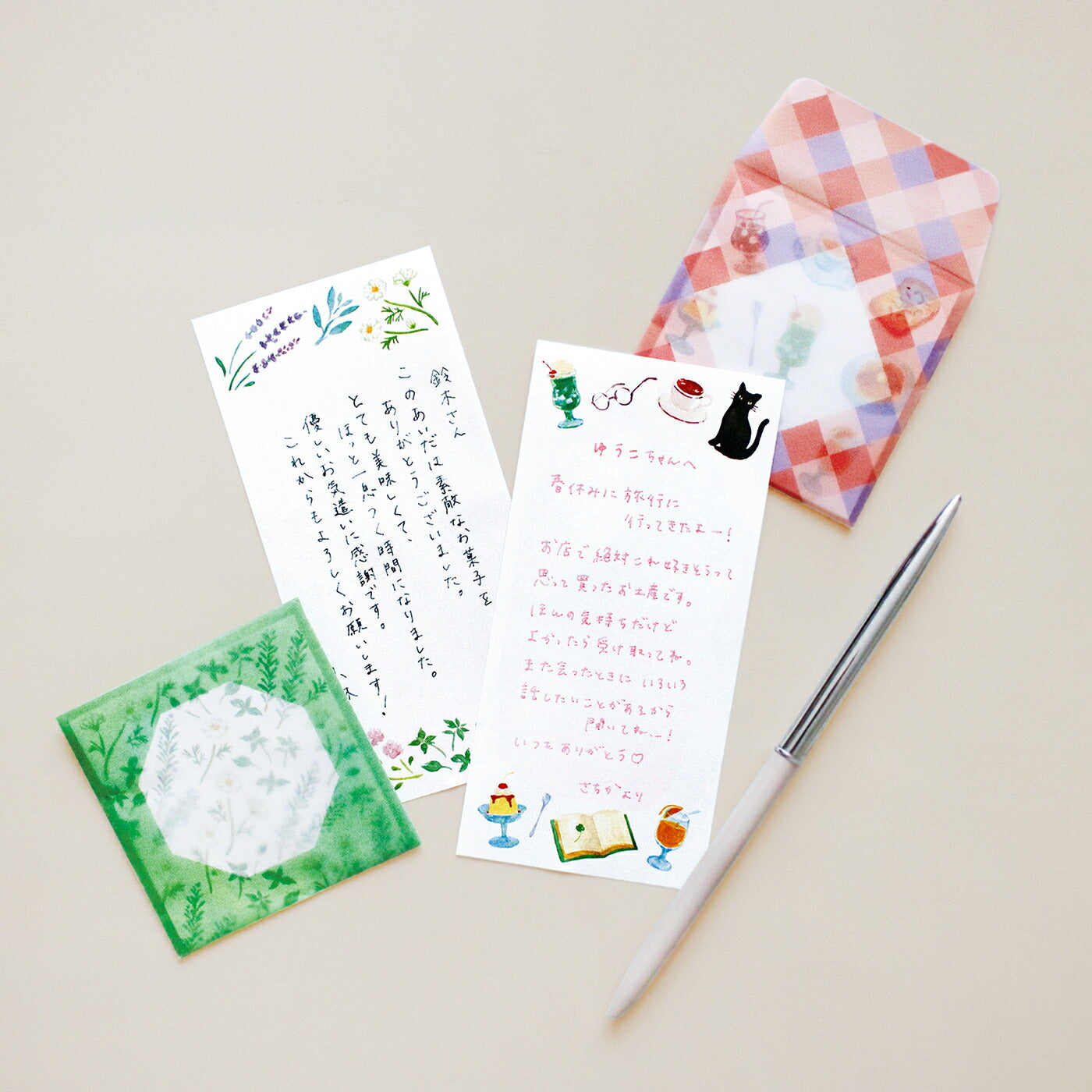 joyeux ジョワイユ ミニレターセット｜手紙 便箋 封筒 ギフト お祝い 誕生日 おしゃれ かわいい カラフル ポップ 花 フラワー 宇宙 フルーツ 恐竜 動物 アニマル トレーシングペーパー｜MATOKA マトカ