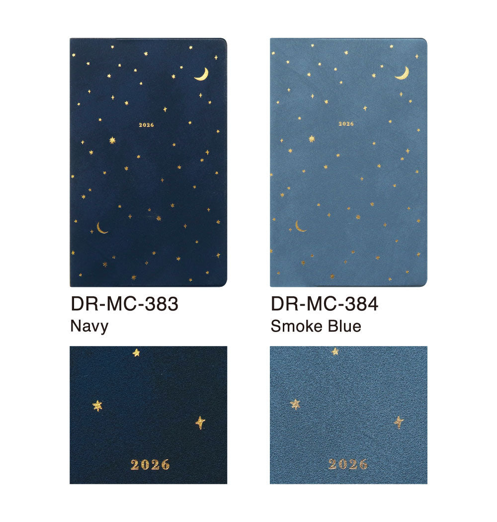 手帳 2026 マトカ 2026年（2025年10月始まり）ダイアリー スケジュール帳｜新書判 コンパクトマンスリー（月間ブロック）『ミニュイ｜MINUIT』大人かわいい 夜空 月夜