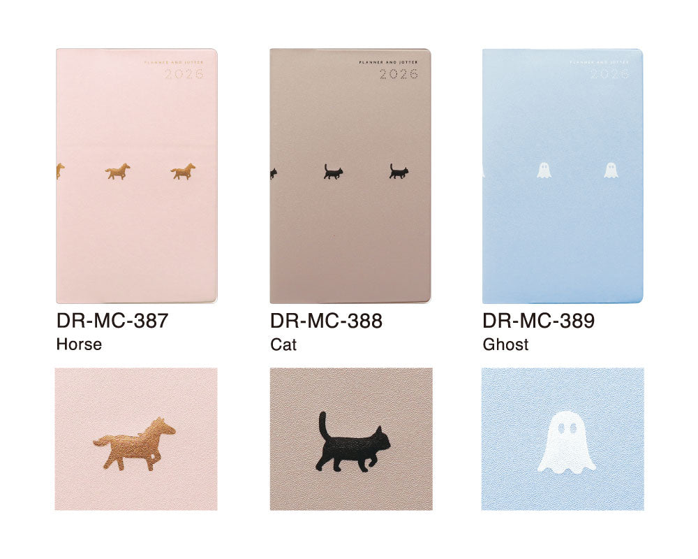 手帳 2026 マトカ 2026年（2025年10月始まり）ダイアリー スケジュール帳｜新書判 コンパクトマンスリー（月間ブロック）『ヴィーシ｜VIISI』大人かわいい 干支 馬 午 ネコ 猫 おばけ