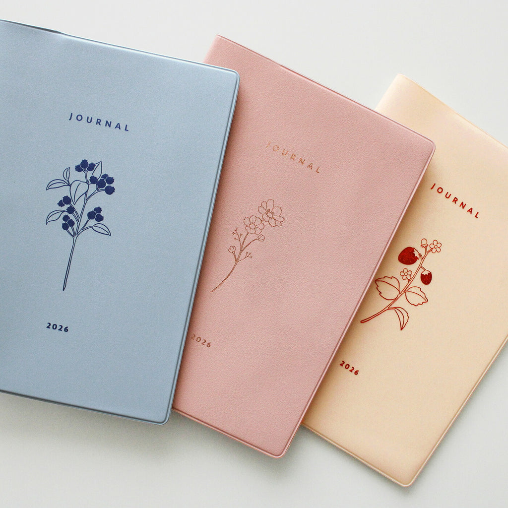 手帳 2026 マトカ 2026年（2025年10月始まり）ダイアリー スケジュール帳｜B6サイズ マンスリー・スタンダード（月間ブロック）『フローラ｜FLORA』大人かわいい 植物 花 コスモス ストロベリー ブルーベリー