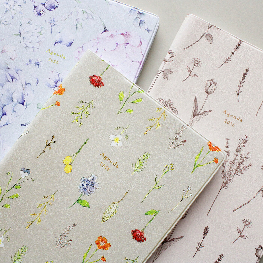 手帳 2026 マトカ 2026年（2025年10月始まり）ダイアリー スケジュール帳｜B6サイズ マンスリー・スタンダード（月間ブロック）『植物標本｜BOTANICAL SPECIMEN』大人かわいい パルファン ミモザ ブロッサム 花 フラワー