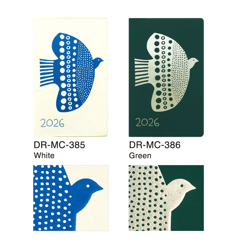 手帳 2026 マトカ 2026年（2025年10月始まり）ダイアリー スケジュール帳｜新書判 コンパクトマンスリー（月間ブロック）『鳥とお花｜Bird & Flower（堀口尚子）』大人かわいい