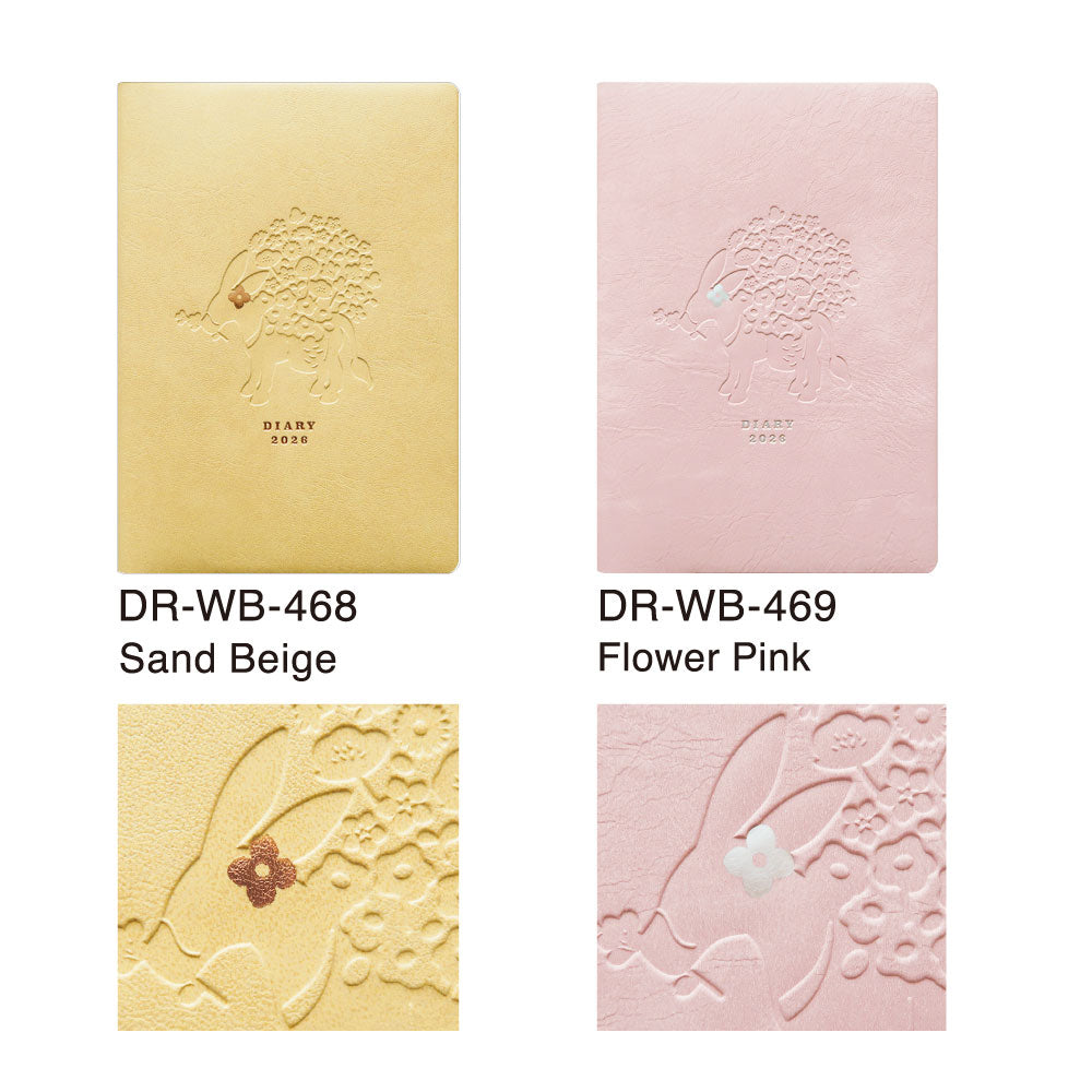 手帳 2026 マトカ 2026年（2025年10月始まり）ダイアリー スケジュール帳｜B6サイズ ウィークリー・レフト式（週間ホリゾンタル）『花売りのロバ｜DONKEY』大人かわいい ロバ うま 花 フラワー