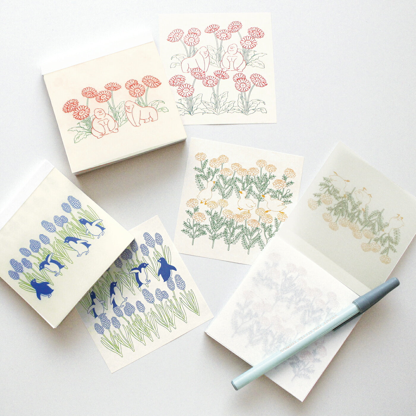 PETIT ET GRAND メモパッド｜プティ・エ・グラン MEMO PAD おしゃれ かわいい アニマル 動物 フラワー 花 メモ ラッピング｜MATOKA マトカ