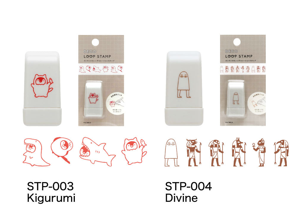 DECO LOOP STAMP デコ ループスタンプ｜おしゃれ かわいい 動物 恐竜 ダイナソー シマエナガ 土偶 エジプシャン メジェド パンダ クジラ ハリネズミ デコレーション ノート 手帳 スタンプ ローラー デコ 犬 猫 ゴリラ 星 馬｜MATOKA マトカ【yp】