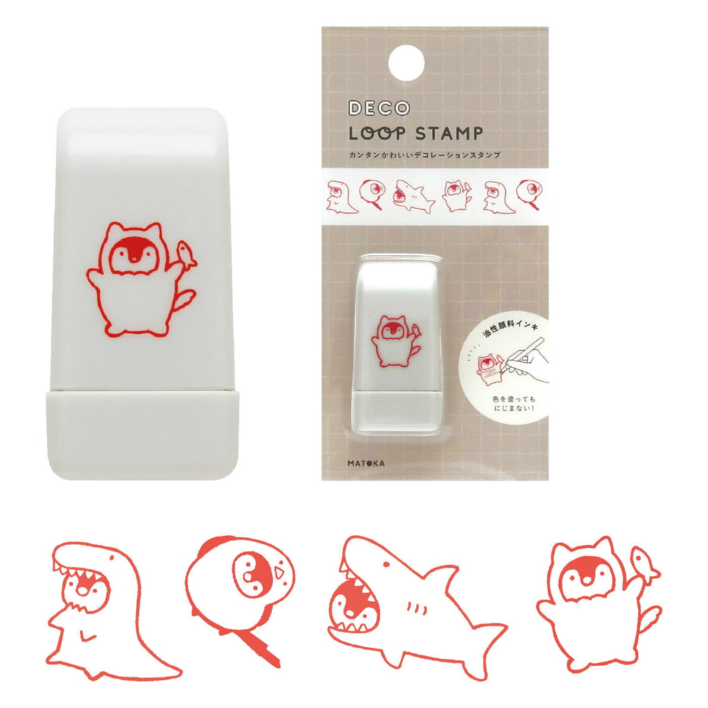 DECO LOOP STAMP デコ ループスタンプ｜おしゃれ かわいい 動物 恐竜 ダイナソー シマエナガ 土偶 エジプシャン メジェド パンダ クジラ ハリネズミ デコレーション ノート 手帳 スタンプ ローラー デコ 犬 猫 ゴリラ 星 馬｜MATOKA マトカ【yp】