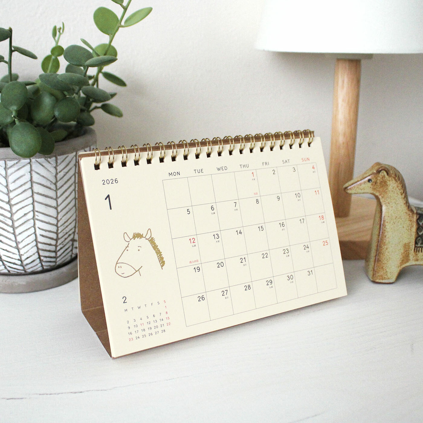 MATOKA マトカ 2026年 卓上カレンダー リングタイプ（月曜始まり）『TICKLE｜ティックル』（CAL-150）