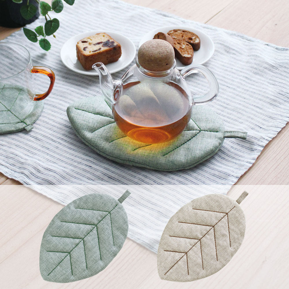 LINDEN リンデン リーフポットマット｜ポット マット シンプル ティータイム ループ付き 葉 葉っぱ 植物 可愛い おしゃれ 大人 インテリア 雑貨 ティータイム アフタヌーンティー｜LEAFLETS