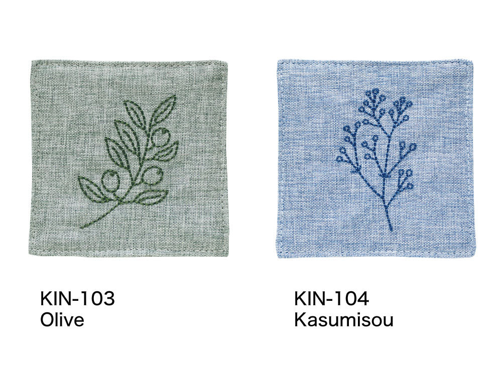LINDEN リンデン 刺繍コースター｜マット シンプル ティータイム 植物 可愛い おしゃれ 大人 雑貨 ティータイム アフタヌーンティー 花 フラワー オリーブ かすみ草 金木犀 ラベンダー カモミール｜LEAFLETS