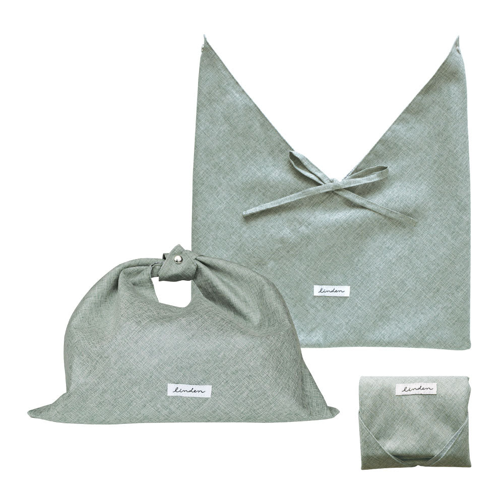 LINDEN リンデン 保冷あづま袋｜おしゃれ かわいい ランチ レシピ お弁当 風呂敷 シンプル 行楽 遠足 ランチバッグ ピクニックハイキング お弁当袋 子供 保冷 巾着 ベージュ パープル グリーン｜LEAFLETS
