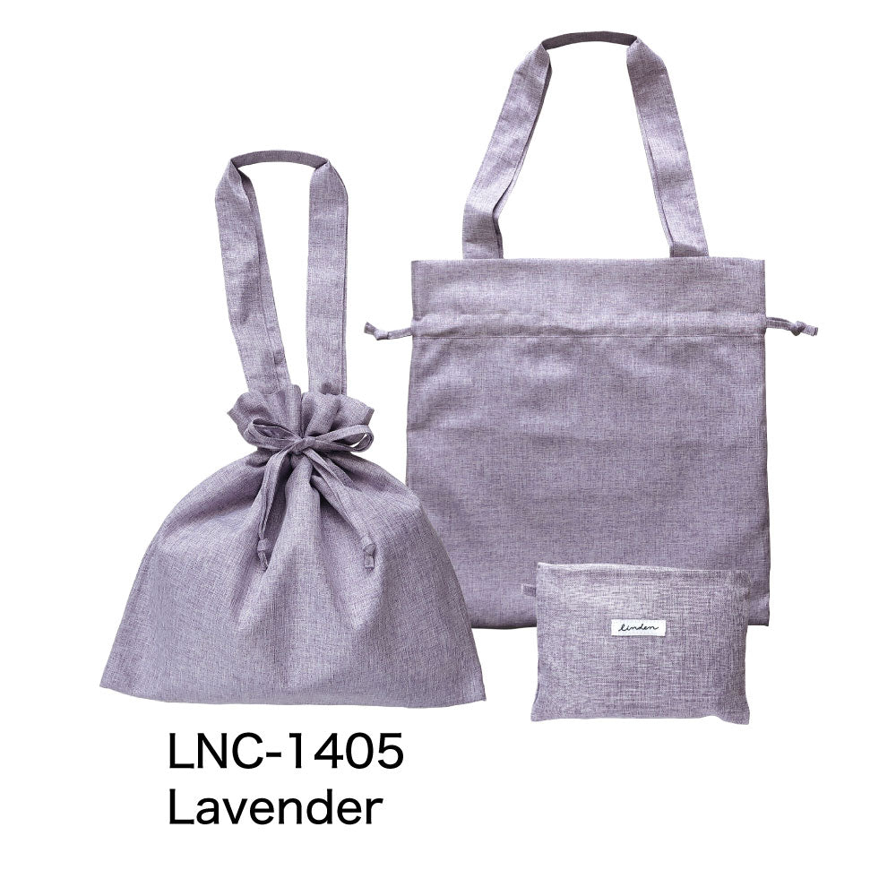 LINDEN リンデン 保冷巾着トート｜おしゃれ かわいい 書類 2way 巾着袋 シンプル 行楽 遠足 ピクニック トートバッグ 買い物 保冷 巾着 ベージュ パープル グリーン｜LEAFLETS