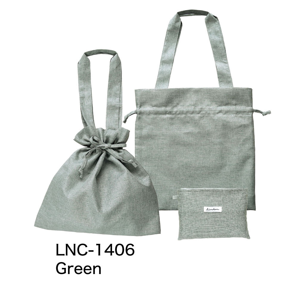 LINDEN リンデン 保冷巾着トート｜おしゃれ かわいい 書類 2way 巾着袋 シンプル 行楽 遠足 ピクニック トートバッグ 買い物 保冷 巾着 ベージュ パープル グリーン｜LEAFLETS