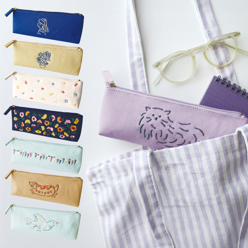 CANVAS PEN CASE キャンバスペンケース A｜おしゃれ かわいい 高校生 中学生 入学 シンプル 小物入れ キャンバス シンプル 大容量 マスターピース 刺繍 帆布｜MATOKA マトカ