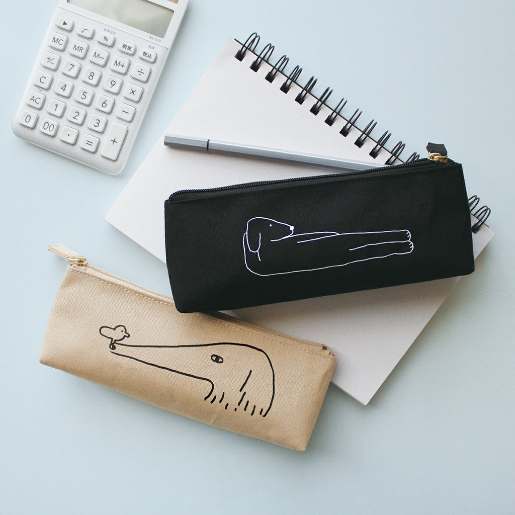 CANVAS PEN CASE キャンバスペンケース B｜おしゃれ かわいい 高校生 中学生 入学 シンプル 小物入れ キャンバス シンプル 大容量 マスターピース 刺繍 帆布 猫 犬 動物 ボルゾイ ゴリラ｜MATOKA マトカ