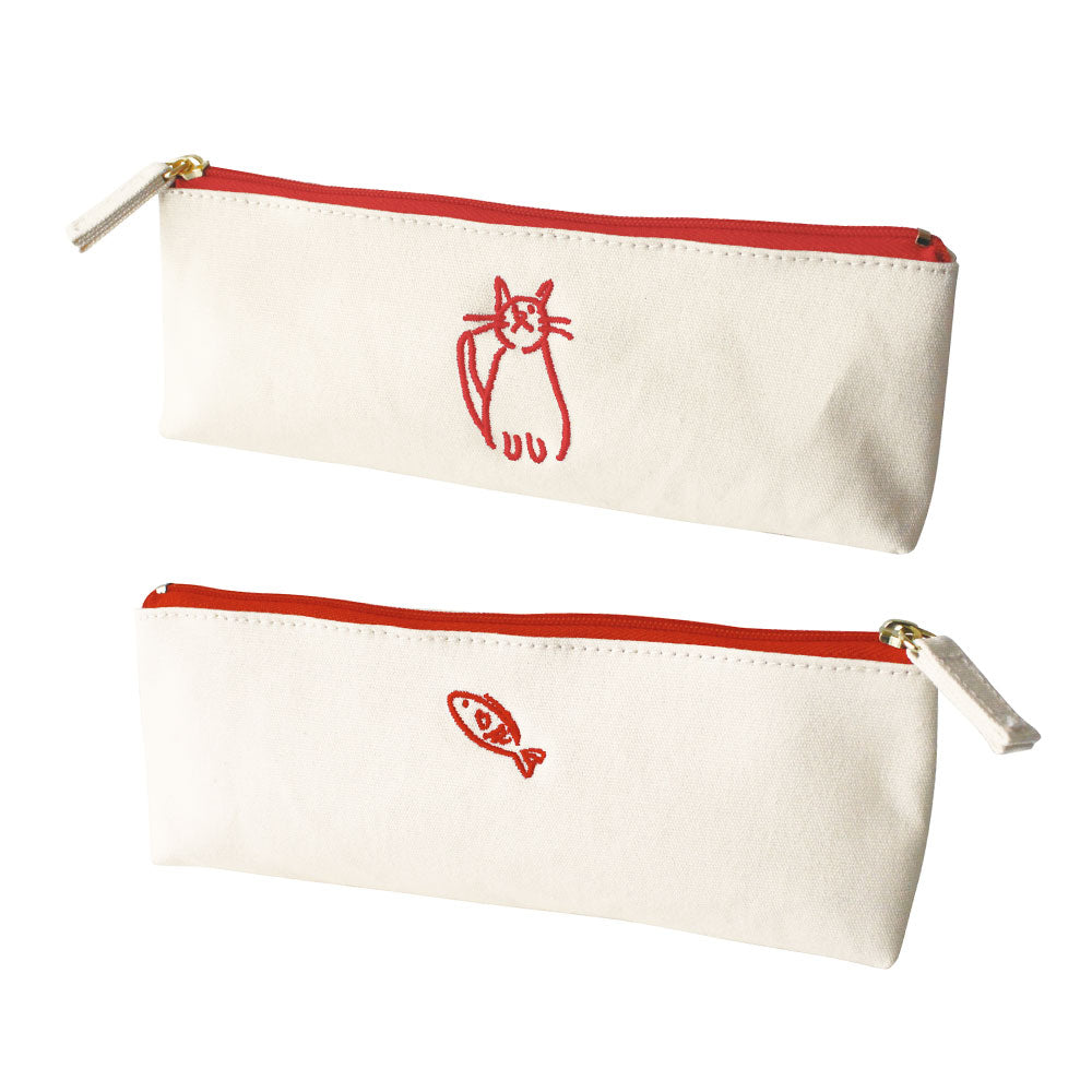 CANVAS PEN CASE キャンバスペンケース B｜おしゃれ かわいい 高校生 中学生 入学 シンプル 小物入れ キャンバス シンプル 大容量 マスターピース 刺繍 帆布 猫 犬 動物 ボルゾイ ゴリラ｜MATOKA マトカ