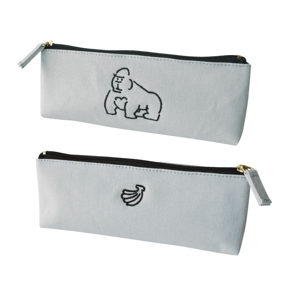 CANVAS PEN CASE キャンバスペンケース B｜おしゃれ かわいい 高校生 中学生 入学 シンプル 小物入れ キャンバス シンプル 大容量 マスターピース 刺繍 帆布 猫 犬 動物 ボルゾイ ゴリラ｜MATOKA マトカ